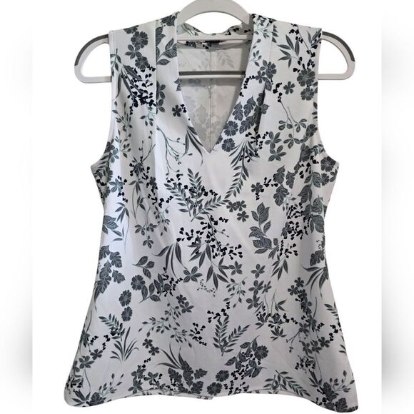 Ann Taylor Floral Sleeveless Top - Black and White - Picture 1 of 5